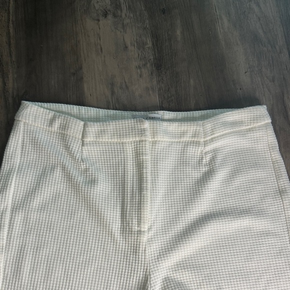 Elegant Cream Straight Leg Waffle Weave Women's Pants - Picture 3 of 4